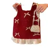 Vestido Colete Forrado com Fleece para Meninas 2026 Novo Estilo Vestido de Primeiro Aniversário Vestido Princesa Estiloso para Criança Vestido de Roupa de Inverno