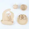 Plato de Cena de Silicona Babero para Bebé Tazón para Bebé Niños Vajilla Tenedor Taza para Snacks Anticaída traje Transfronterizo en stock Comer