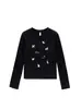 Camiseta de Manga Larga para Mujer, Estilo Nuevo de Primavera y Otoño, Estampado de Gato y Perro de Dibujos Animados, Corte Ajustado, Versátil, Cuello Redondo, Hombro Normal, Top, Capa Base