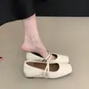Zapatos Mary Jane para mujer con aumento de altura interno y punta cuadrada, nuevo modelo de verano 2026, versátiles para combinar con faldas, adecuados para ir al trabajo