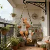 Madre e Hijo Ardilla Columpio Maceta Adorno Colgante Animal Realista Creativo Decoración de Resina Manualidad para Maceta de Jardín Adorno Colgante