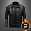 Jaqueta de Couro Masculina 2022 Novo Estilo Primavera, Outono, Inverno Versão Coreana Slim Fit Atacado Forrada com Lã Espessada Jaqueta de Motociclista Jaqueta de Couro Masculina