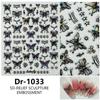 Redanco nuevas explosiones de relieve 5D blanco y negro mariposa concha ligera pegatinas para uñas estéreo pegatinas para uñas Dr-1033