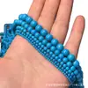 Turquesa Azul Magnesita Cuentas Redondas Cadena Larga Semiacabado Cuentas Sueltas DIY Accesorios de Moda Pulsera de Cuentas de Oración Budista Joyería