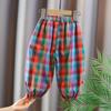 Moda Infantil para Meninas 2025 Novo Verão para Bebê Menina Calça Xadrez Anti-mosquito Calças Infantis para Crianças Versátil Fofo