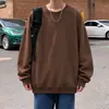 Sudadera pesada estilo coreano, unisex, colección de primavera, cuello redondo, con capucha, color liso, manga larga, camiseta interior elegante, camisa base de corte holgado