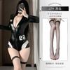 Xianyi Lencería Sexy de Cuero Sintético Una Pieza Abertura en la Entrepierna Sin Quitarse Traje Sexy de Carreras Estilo Coqueto Abstemio Uniforme para Club Nocturno para Mujeres