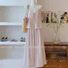 Conjunto de dos piezas de moda y versátil estilo coreano, camisola rosa suave de nicho con cuello en V y corbata + pantalones casuales de pierna ancha para niñas