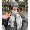 Bufanda Cuadros de Mezcla de Lana Rosa Girly de Alta Calidad para Mujer Otoño Invierno Estilo Británico Borlas Calentador de Cuello para Hombre Fabricante