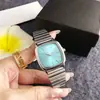Reloj de Cuarzo Clásico Dorado para Mujer de Negocios con Esfera Cuadrada Azul, Correa de Acero Rayada, Reloj Japonés para el Lugar de Trabajo, Reloj Cuadrado Pequeño Lola