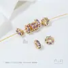 Pacote 14K Ouro Real Incrustado com Zircônia Floco de Neve Contas Espaçadoras Fio Espaçador Pérola Cristal DIY Pulseira Colar Artesanal Acessórios de Joias