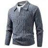 Novo suéter de malha masculino outono e inverno, falso duas peças, com gola dobrável, espessado, moderno, estiloso, solto, camisa básica casual para homens