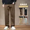 Jeans masculinos de perna reta soltos sem elasticidade, novo modelo da primavera de 2026, calças casuais cor de café