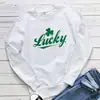 Sitio Independiente Europeo y Americano de Comercio Exterior Wish Sudadera Redonda de Manga Larga con Estampado de Trébol y Letra de la Suerte de Comercio Exterior