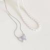 Aretes Azules de Nicho Súper Hada de Verano Collar de Mariposa de Cristal Elegante de Alta Gama Único Cadena para Clavícula Pulsera Collar
