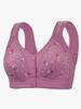 Sujetador de Talla Grande con Botón Frontal y Fino para Madres de Mediana Edad y Ancianas, Ropa Interior de Algodón para Mujer, Sujetador Deportivo Estampado sin Aros