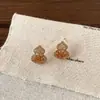 Pendientes de Alta Gama que Atraen la Fortuna y Mejoran la Prosperidad, Pequeños y Sencillos, Estilo Vintage, Colores Contrastantes, Calabaza de Cristal Agrietada por el Hielo, Pendientes con Aguja de Plata S925