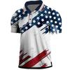 Camisa Polo de Manga Corta con Cuello de Solapa Estampado Digital 3D Nuevo Día de la Independencia Transfronteriza Amazon AliExpress Camisa Polo para Hombre