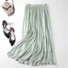 Saia Mercerizada Feminina Verão Tamanho Grande Nova Saia Confortável e Fresca Saia Evasê Elegante Emagrecedora Cintura Elástica Saia Midi