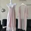 Conjunto de Dos Piezas de Camisón de Malla, Estilo Sexy Puro Deseo para Mujer, Fresco para Primavera y Verano, Ropa de Casa Cómoda