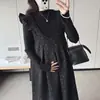 Vestido de Maternidad 2026 Otoño/Invierno Nuevo Suelto Estilo Coreano Adelgazante Temperamento Conjunto de Dos Piezas de Maternidad Talla Grande Falda Floral