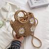 Bolso de Paja Transfronterizo 2025 Nueva Moda Bolso de Mujer de Hombro Cruzado Verano Vacaciones en la Playa Portátil Bolso Cesta de Verduras