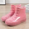 Botas de Lluvia Cortas Nuevas para Mujer, Zapatos Impermeables Resistentes al Desgaste, Botas de Lluvia de Terciopelo de Moda, Botas de Agua de Suela Gruesa para Aumentar la Altura, Zapatos de Goma para Lavado de Autos y Trabajo