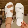 Pantuflas planas transfronterizas para mujer de talla grande, disponibles para dropshipping en Amazon, se pueden comprar al por mayor, nuevo modelo de verano, comercio exterior 2025TE, negro