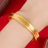 Pulseira Celebridade da Internet Estilo Antigo Padrão Muralha da China Pulseira Banhada a Ouro Pulseira Aberta Parede Interna Flor Brilho