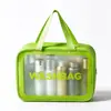 Bolsa de tocador y maquillaje rosa Toiletry Bag Bolsa de almacenamiento de viaje Asa portátil Almacenamiento de gran capacidad PVC Juego de tres piezas grande, mediano y pequeño