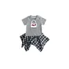 Conjunto Ligero de Verano para Niñas, Linda Falda a Cuadros Irregulares con Cerezas de Manga Corta, Dulce y Fresco Conjunto de Dos Piezas para Bebés Niñas