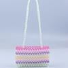 Bolso de Hombro para Mujer de Moda Arcoíris, Bolso Cuadrado Pequeño Abierto Rayado para Axila, Bolso de Hombro Hecho a Mano con Cuentas de Acrílico