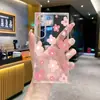 Capa de celular feminina floral rosa artística e fresca TPU transparente macia Galaxy S24FE capa protetora anti-queda