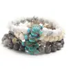 Pulseira de Contas Redondas de Pedra Natural 8mm Tartaruga Olho de Tigre Turquesa Pedra Vulcânica Pulseira Elástica Personalizada da Moda