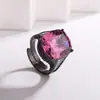Europa y Estados Unidos transfronterizos anillo de cobre chapado en oro retro moda simulación corindón cuadrado grueso anillo femenino 14*16 al por mayor