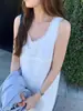 Estilo Coreano Ins Temperamento 2026 Verano Nuevo Simple Color Sólido Borde de Encaje Sin Mangas Vestido Camiseta Vestido Falda