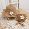 Sombreros para Niños, Sombreros de Pescador de Verano para Mujer, Sombreros de Paja, Juego de Dos Piezas, Elegantes y Lindos, Sombreros de Sol con Protección Solar de Flores