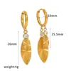 Pendientes Cuadrados Rayados de Acero Inoxidable Personalizados Transfronterizos con Diamantes, Elegantes Pendientes de Aro de Acero de Titanio con Doble Colgante de Diseño de Nicho