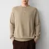 Suéter Mokamke Masculino de Alta Qualidade com Gola Henley para o Dia a Dia, Coleção Outono 2026, Suéter de Tricô com Mistura de Lã, Modelo 22323