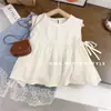 Conjunto de Camiseta Sem Manga para Meninas Verão Novo Estiloso Fashionável Camisa de Menina Jeans Infantil Conjunto de Duas Peças Comércio Exterior