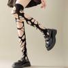 Meias arrastão, Meias pretas femininas, Bandagens rasgadas estilo punk, Meias pretas, Meias acima do joelho, Meias irregulares