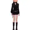 Vestido negro de manga larga para mujer, nuevo diseño primavera temprana 2026, estilo nicho, corte ajustado, favorecedor de la figura, vestido corto bodycon