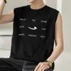 Camiseta Regata Branca 100% Algodão Masculina Verão Fina Esportiva Basquete Fitness Sem Mangas Tendência Solta Camiseta de Baixo