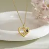Collar de Moda Europeo y Americano con Circonita y 100 Idiomas, Diseño Personalizado Estilo Ins, Colgante de Corazón, Colgante Nuevo