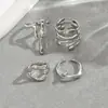 Joyería de Estilo Europeo y Americano Transfronteriza Diseño Irregular Geométrico de Lava Set de Anillos Abiertos Anillo Versátil de Gama Alta para Mujer