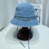 Nicho Design Strass Corrente Denim Chapéu Pescador Feminino Estilo Coreano Retro Moda Mostrando Rosto Pequeno Chapéu Bacia Protetor Solar Chapéu de Sol