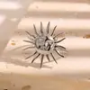 Anel Aberto Feminino em Aço Inoxidável com Design de Sol Estilo Europeu e Americano, Pequeno e Fofo em Aço Titânio Não Desbota Eletrodepositado