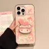 Conejo de Dibujos Animados con Purpurina Adecuado para Funda de Teléfono Móvil Iphone16Promax Apple 15Pro Soporte 14 Lindo 13P Coreano