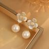Pendientes de perla de circón y camelia blanca, elegantes y de alta calidad, estilo hada, pequeños, frescos y ligeros, de lujo, para mujer.