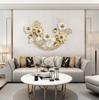 Decoração de parede de luxo leve para quarto e sala de estar, pingente de ferro para fundo de sofá, decoração de parede tridimensional, novo estilo chinês, pendente de parede de folha de ginkgo